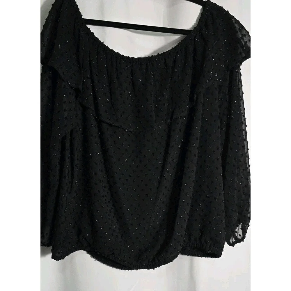 Michael‎ Kors Women's Blouse Size OX/XL Black Bohemian Flow Sparkle